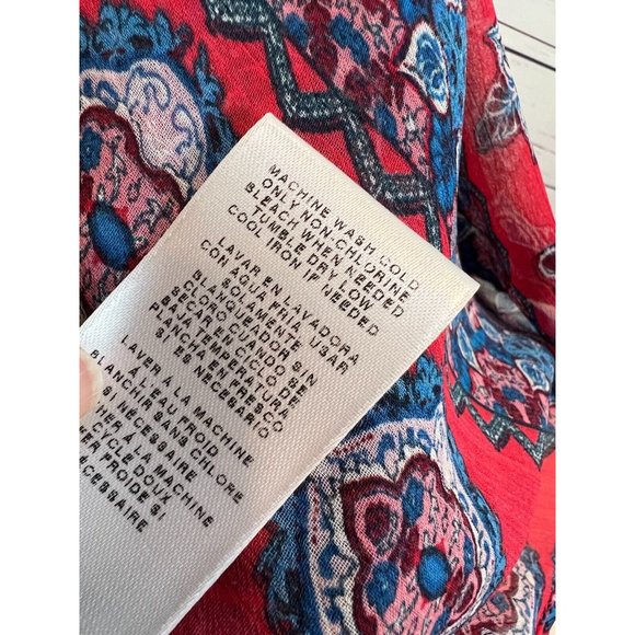 NWT Kut from the Kloth Blouse Small KFTK Button front shirt Boho Paisley Sheer - Picture 11 of 14